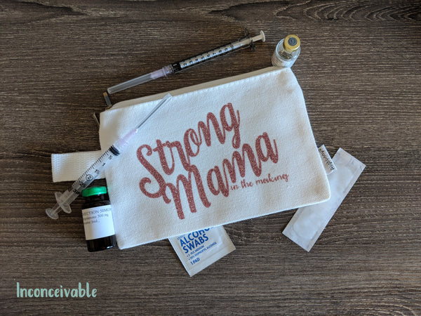 Strong Mama in the Making - Canvas Zipper Bag